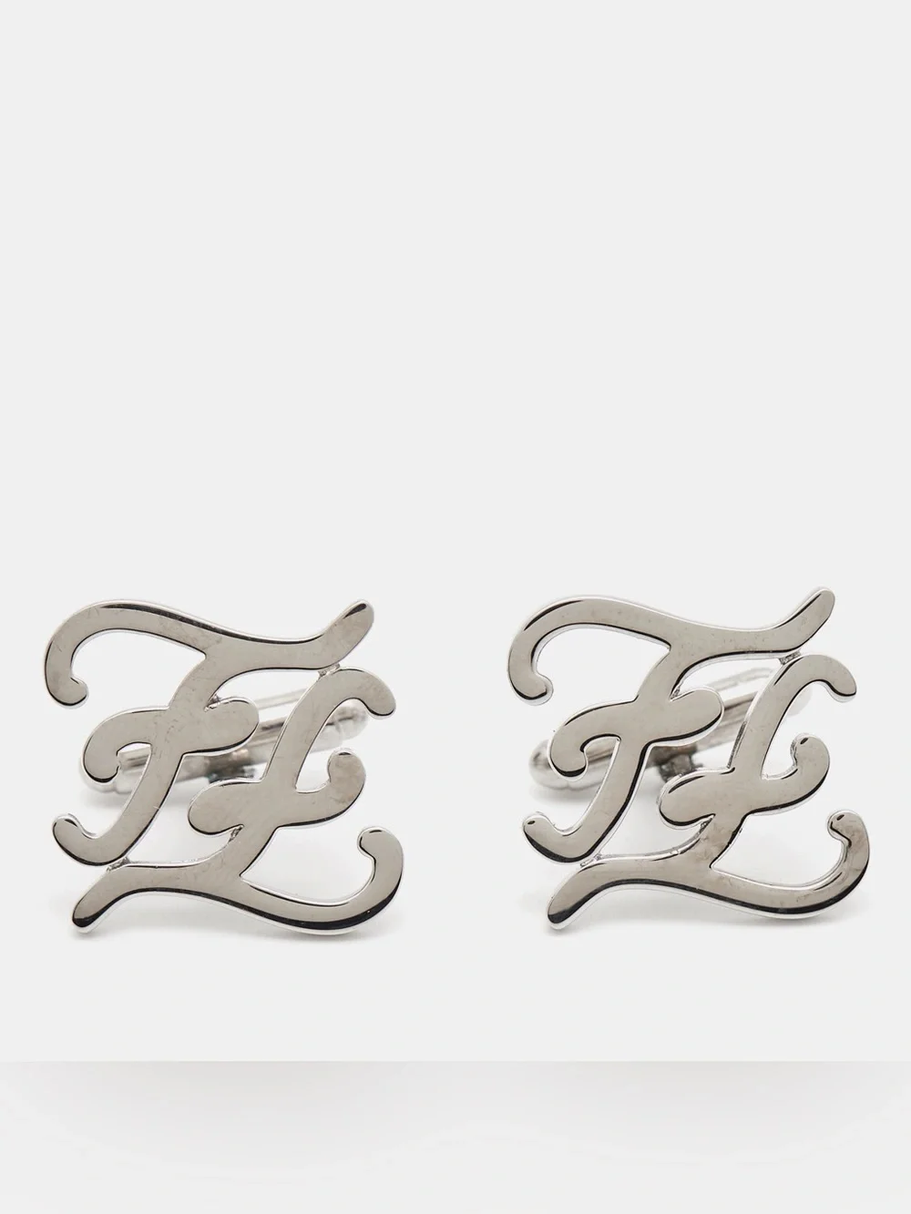 Fendi Karligraphy FF Silver Tone Cufflinks